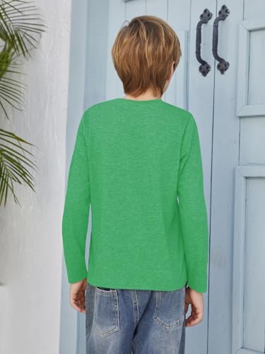 Image of Boys Long Sleeve Shirt Crewneck Solid Color Casual Top with Chest Pocket for Kids 5-14 Years