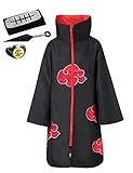 Uchiha Itachi Costume Cosplay - Anime Naruto Cosplay Costumes for Men Boys - Long Robe Cloak Headband Plastic Toy (1,XXL)