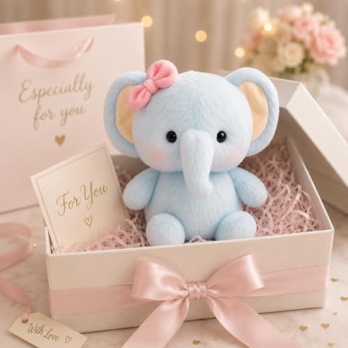 Image of SCOOBA Tiny elphant Soft Toy 23cm Height for Your Loved Ones (Tiny Elephant with Bow)