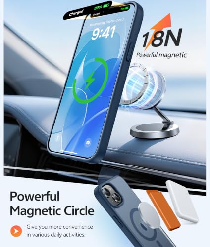 Image of FNTCASE for iPhone 14 Plus Case: for iPhone 15 Plus Magnetic Matte Textured Military Grade Drop Protection Translucent Cell Phone Cover - Slim Shockproof Protective Bumper Phonecase