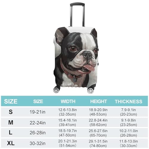 Boston Terrier Luggage Covers Tsa Approved Suitcase Cover Elastic Washable Luggage Sleeve Carry on Cover Protector Anti-Scratch Suitcase Protector Fits 19-30 Inch Case(M)2