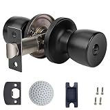 DSJJBLL Passage Door Knob Privacy Locking Door Knob Bedroom with Lock Bathroom Standard Ball Matte B