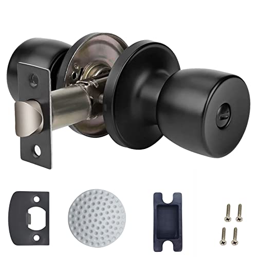 Dsjjbll Passage Door Knob Privacy Locking Door Knob Bedroom With Lock Bathroom Standard Ball Matte Black Round Knob Door Knobs Keyless Interior Use/Berlin Series Lock For Room Door（Keyless） #TOP6