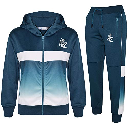 A2Z 4 Kids Boys Girls Tracksuit 3D Digital Two Tone Gradient A2Z Logo - T.S 307 Teal 7-8