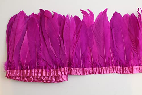 10 Color 2 Yard Goose Feather Trim, Fringe Trim 6-7 In Feather Stripe For Party Clothing Accessories Craft (Hot Pink Color) #TOP3
