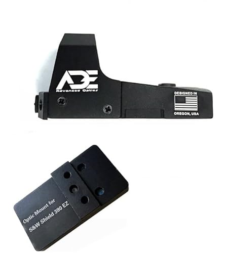 Ade Advanced Optics Huracan RD3-006 Green Dot Reflex Sight + Optic Mounting Plate for Smith Wesson SW MP 380 Shield EZ Pistol + Standard Picatinny Mounting Plate