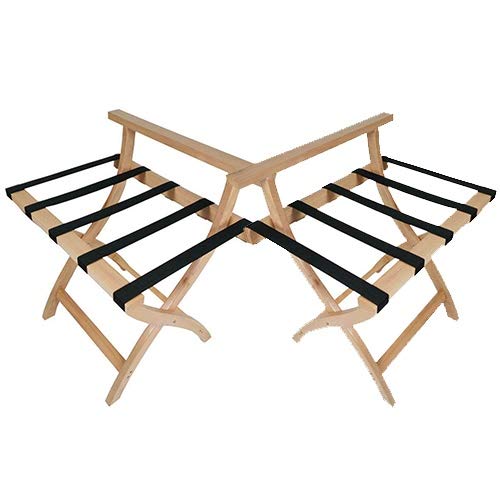 Porte-bagages XJJUN Support De Valise 2 Pièces Pliable Sac De Voyage Au Sol Bois Massif Multifonction Hôtel Facile À Porter, 2 Couleurs (Color : B, Size : 60x43x67cm) Cover