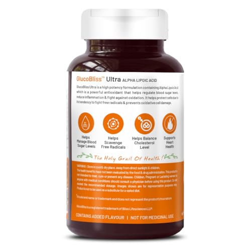 Image of Bliss Welness Alpha Lipoic Acid | Natural & Pure R Type ALA | Universal Antioxidant Liver Health Energy Booster Blood Sugar Management Supplement (Pack of 2 (120 Tablets))