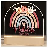 Little Deco Individuelles Nachtlicht für Babys, Babygeschenk, Taufgeschenk, Regenbogen, Personalisiertes Geschenk zur Geburt, Taufe & Geburtstag für Mädchen, Nachttischlampe Baby YLL1084-02K