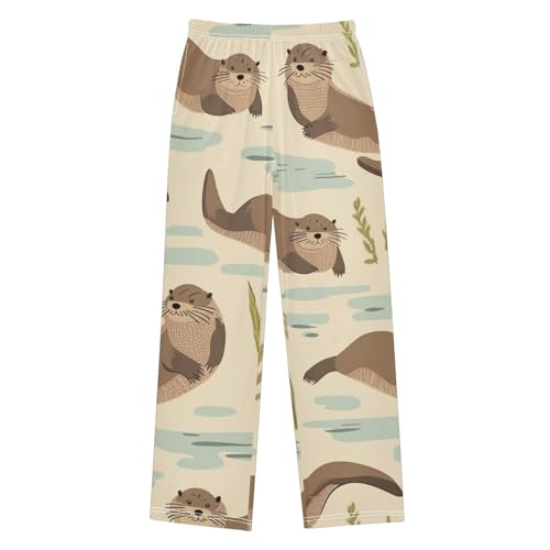 ZZXXB Otter and Seaweed Boys Long Pants Soft Trousers Elastic Waist Kids Lounge Bottoms with Pockets S-XL