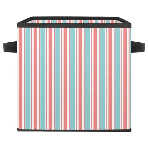 Boîte de rangement pliable en tissu à rayures pour optimiser vos placards - 2