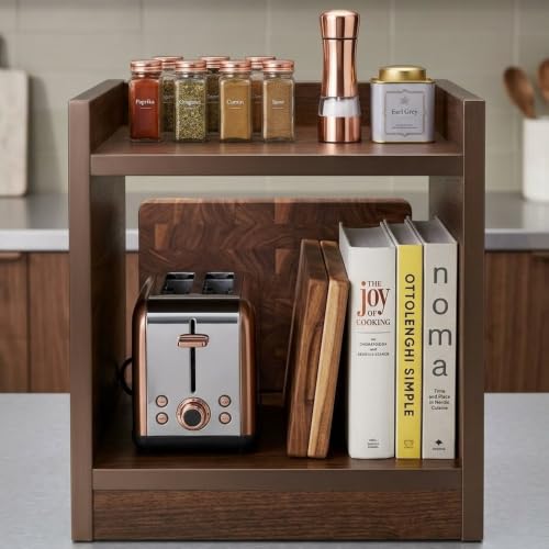 Image of SBF Furniture Engineered Wood Side Table with Storage Shelf, Modern End Table for Living Room, Bedroom & Sofa, Wooden Nightstand with Open Shelves