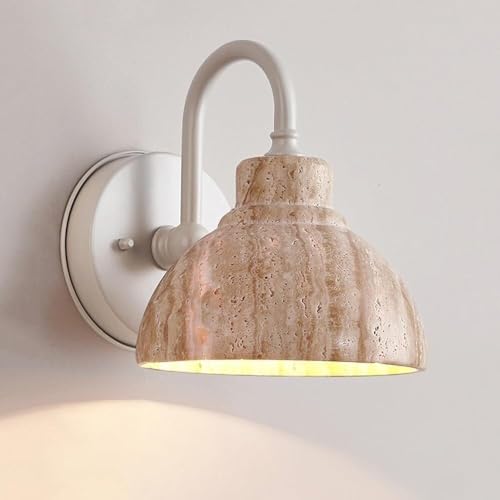 HYJAUSXB Marble Wall Light - Mid-Century Modern Gooseneck Lamp for Entryway, Staircase, Farmhouse Style, Wall-Mounted Lighting Fixture