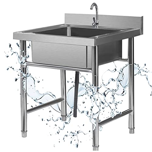 Edelstahl-Spüle 75cm Für Garten & Garage - Freistehend Mit Hahn & Ständer