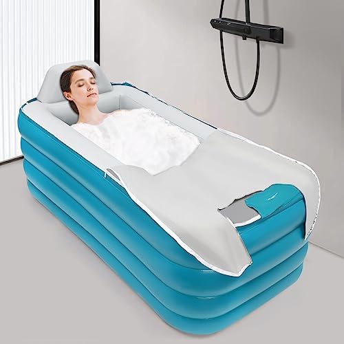 Inflatable Adult Bath Tub, FreeStanding Blow Up Bathtub, Portable Foldable Bathtub with
