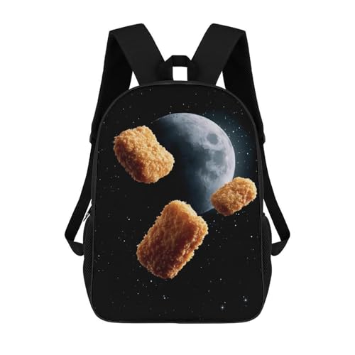 Chicken Nuggets Howl at Moon Funny Classic 17 Inch Backpack Travel Daypack Casual Shoulder Bag with Adjustable Strap for Men Women