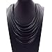Yuhuan Necklace Women Fashion Bib Choker 36 Layers Wax Line Collar Statement Jewelry (Black)