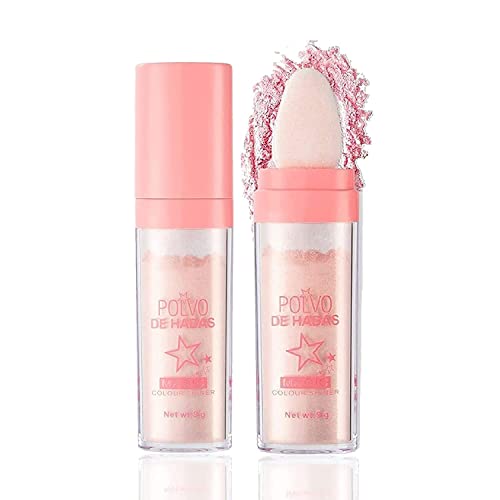Autmor Rotulador de maquillaje en polvo, para rostro y cuerpo, brillo natural, duradero, resaltador o Polvo de Hadas para contorno y sombra de ojos (rosa hada)