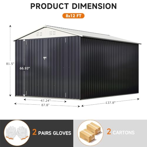Image of Polar Aurora Outdoor Storage Shed White 8x12 FT