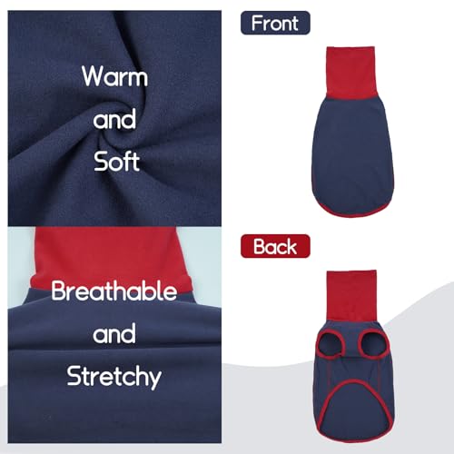 MHaustlie Hundepullover Großer Hund Rollkragenpullover Windhund Hundepullover Rosa Warm Strickpullover Hund Groß Fleece Hunde Pullover Winter Warme Sweatshirt Hunde Wintermantel (Dunkelblau, 2XL)