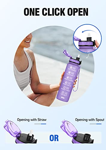 Noifys Motivational 32 Oz Water Bottle With Time Marker, Bpa Free Leak Proof Water Bottles With Fruit Strainer And Straw, Perfect For Fitness Gym Outdoor #TOP5