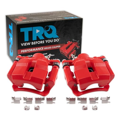 Image of TRQ Performance Rear Driver and Passenger Side Brake Caliper Set Caliper Brackets Hardware Compatible with 10-12 Lexus RX350 13-15 RX350 excluding Japan Built Models 14-19 Toyota Highlander