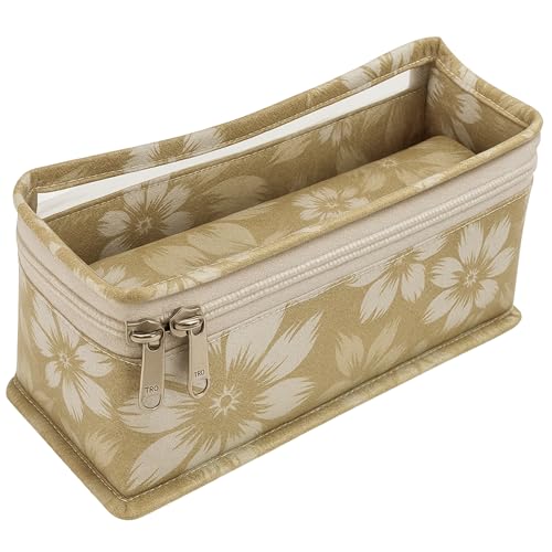 Image of PVC Single-Rod Floral Bangle Organizer Box for Women | Jewellery Bangle Storage Case for Chudi, Kada & Accessories, Bangle Holder Pouch | Beige | Pack of 2