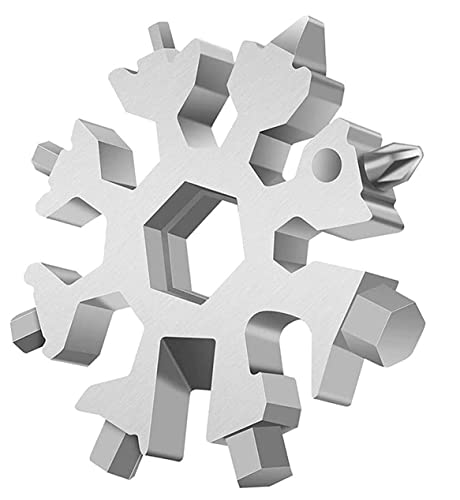 Image of GTC Steel Snowflake 18-in-1 Multi-Tool Keychain Screwdriver Bottle Opener Tool (CH-1801, Silver)