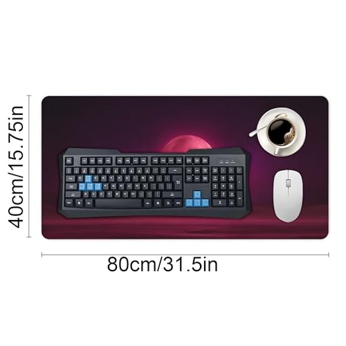 Image of Purple Moon Mountain Extended Gaming Mouse Pad, with Stitched Edges Large Mouse Pad Desk Protector, Rubber Base Mousepad Keyboard Mouses Mat for Work Game Office Home- 32 inch X 16 inch Inch