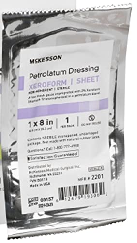 McKesson Xeroform Petrolatum Dressing - Impregnated Gauze Dressings for Burn and Wound Care - 1 in x 8 in 8 Pack