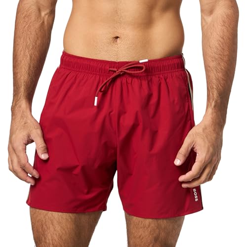 BOSS, Iconic Stripe Swim Trunks, Merry red, S