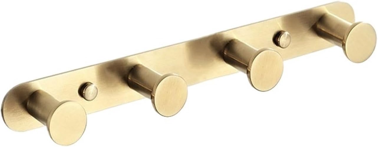 Stainless Steel Hooks Bathroom Accessories Wall Mounted Round Robe Hook 3-8(Brushed gold 4 hooks)