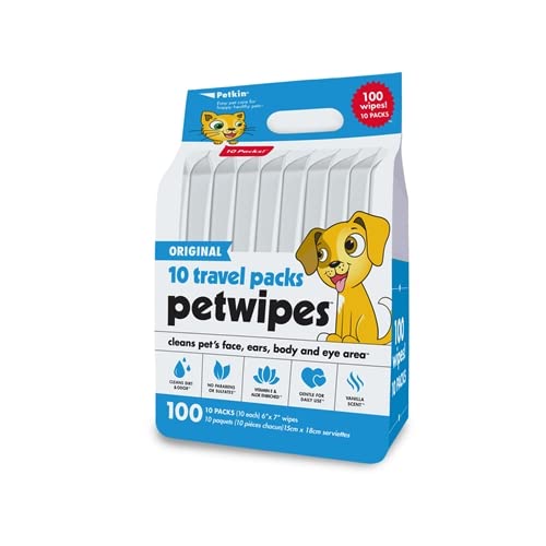 Petkin Original Travel Pack Vanilla Scented Dog & Cat Wipes- Removes Dirt and Oder | Extra Moist | Fresh Sent Super Convenient, Ideal for Home or Travel- 100pcs (10 Packs) (B0B4JQDVD7) Amazon Price History, Amazon Price Tracker