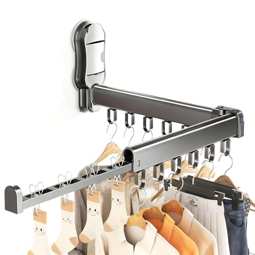 Alyxen Tendedero De Pared Plegable Y Extensible Con Ventosa, Aluminio Duradero, Soporte Hasta 10kg, Compacto Y Portátil Para Balcón, Baño, Dormitorio, Interior O Exterior