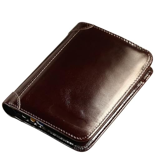 men's wallet Classic Style Wallet Genuine Leather Men Wallets Short Male Purse Card Holder Wallet Men Fashion(Coffee color)3