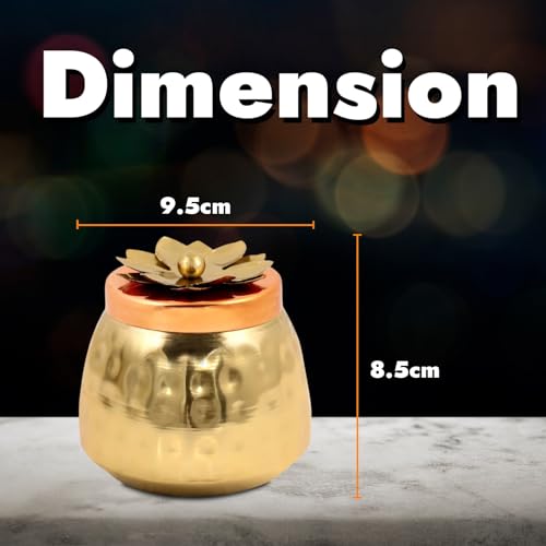 Image of Kalakriti Hammered Gold Copper Finish Dryfruits Jar with Lid (Set of 2, 4x4 inch) | Airtight Food Storage Containers | Dining Table Decor | Home Decoration Jars for Wedding Diwali Return Gift