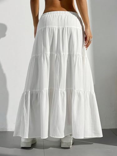 Verdusa Women's Boho Skirt Flowy Flared Ruffle Summer Long Maxi Skirts Going Out Outfits2