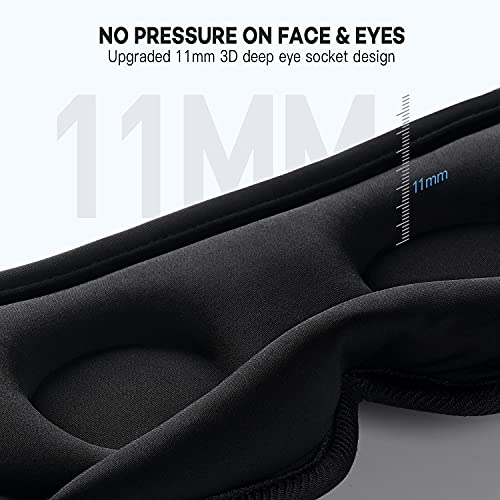 OnaEz Slaaphoofdtelefoon, Bluetooth 5.0, 3D slaapmasker, oogmasker, slaaphoofdtelefoon, wasbare slaapbril, hifi-geluidskwaliteit, hoofdtelefoon om te slapen, met geïntegreerde luidspreker, microfoon, voor reizen, yoga - Image 3