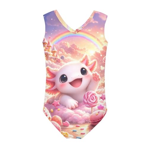 Image of Girls Cartoon Pattern One-Piece Swimsuits Sport Racer Swimwear Beach Bathing Suit, Size 5-14