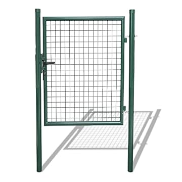 Sonnewelt Cancello da giardino per recinzione, colore verde, con serratura, 100 x 100 cm