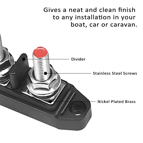 Recoil S2Pg Busbar Dual 5/16” Studs With Divider Positive And Negative 2-In-1 Terminal Power Distribution Block With Ring Terminals #TOP3