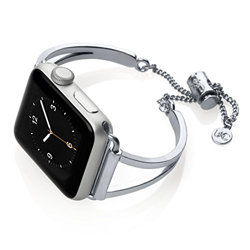 The Ultimate Cuff Mia Watch Band Adjustable Compatible with Apple Watch Series 1, 2, 3 Silver 38mm