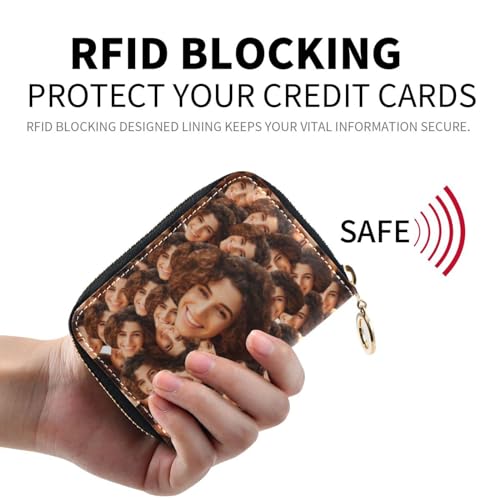 Women's Credit Card Holder Wallet Leather Zipper Card Case for Ladies Girls Custom23