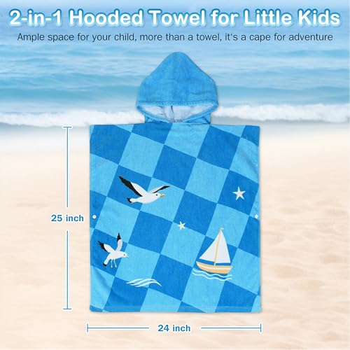 Kato Tirrinia 100% Baumwolle Badeponcho Strandtuch 90-120cm Kinder, Absorbierender Bademantel Badehandtuch für Mädchen Jungen, Handtuch Poncho für Strand Schwimmen Camping Baden