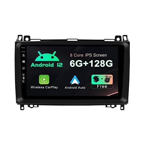 SXAUTO - 6G+128G - Android 12 IPS Car Stereo For Benz W169 W245 B160 B170 B180 B200 W639 Vito Viano W906 Sprinter - Wireless CarPlay/Android Auto/DSP - Camera + MIC - 9” 2 Din -DAB SWC 4G WiFi 360-Cam Cover