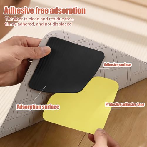 RANJIMA Teppich Antirutschunterlage, 8 Stück Antirutschmatte für Teppich Vacuum Tech, Waschbare & Wiederverwendbare Antirutsch Pads,Teppichstopper Antirutschmatte für Teppich Stopper (Schwarz)