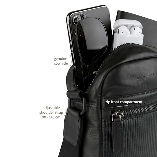 bugatti Joel sac bandoulière S en cuir plissé noir élégant