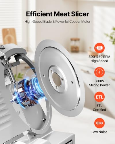 Image of VEVOR Commercial Meat Slicer 8.7 inch Electric Food Frozen Deli Slicers 300W