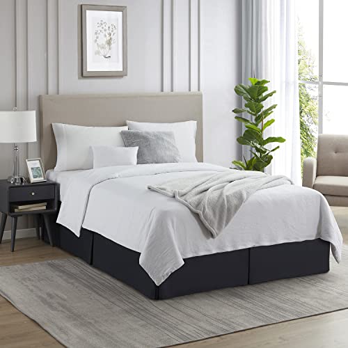 Image of Nestl Black Full Bed Skirt - Full Size Bed Skirt 14 Inch Drop - Brushed Microfiber Bed Skirts - Hotel Quality Pleated Bed Skirt - Shrinkage & Fade Resistant