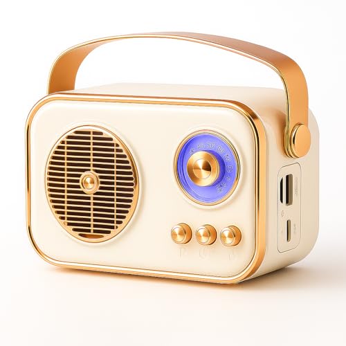 Fire turtle Vintage Bluetooth Wireless Speaker | 10W RMS Loud Sound | Retro Design with Type-C Charging, 8H Battery Backup, USB & AUX Input, Portable Home & Outdoor Speaker